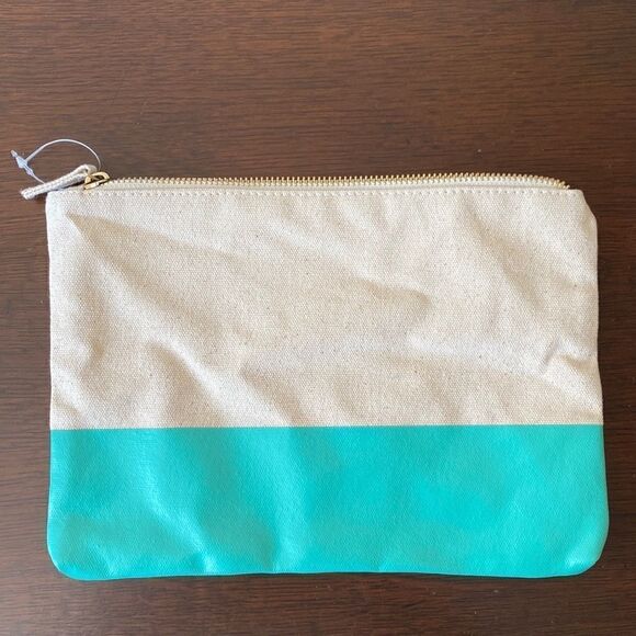 Paper Source Handbags - Paper source zipper pouch cream and turquoise